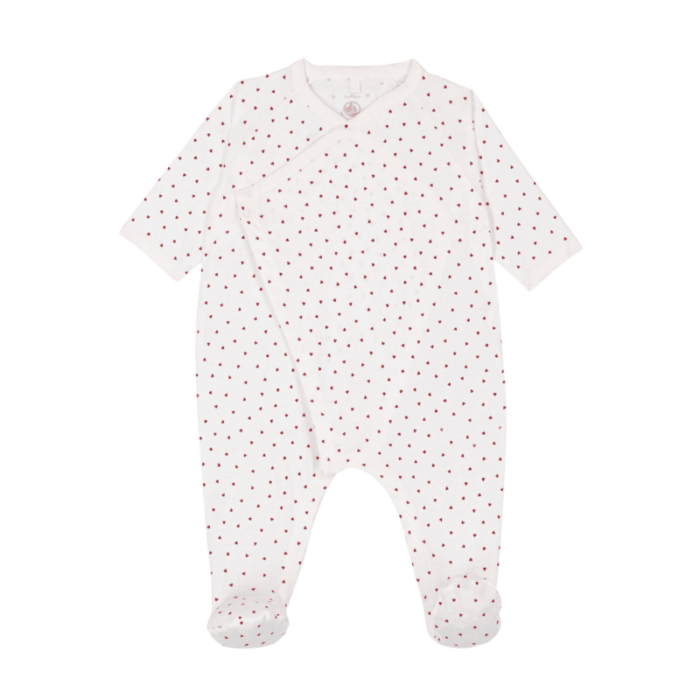 Katoenen Babypyjama - Hartjesprint rood - Petit Bateau Katoenen Babypyjama - Hartjesprint rood - Petit Bateau