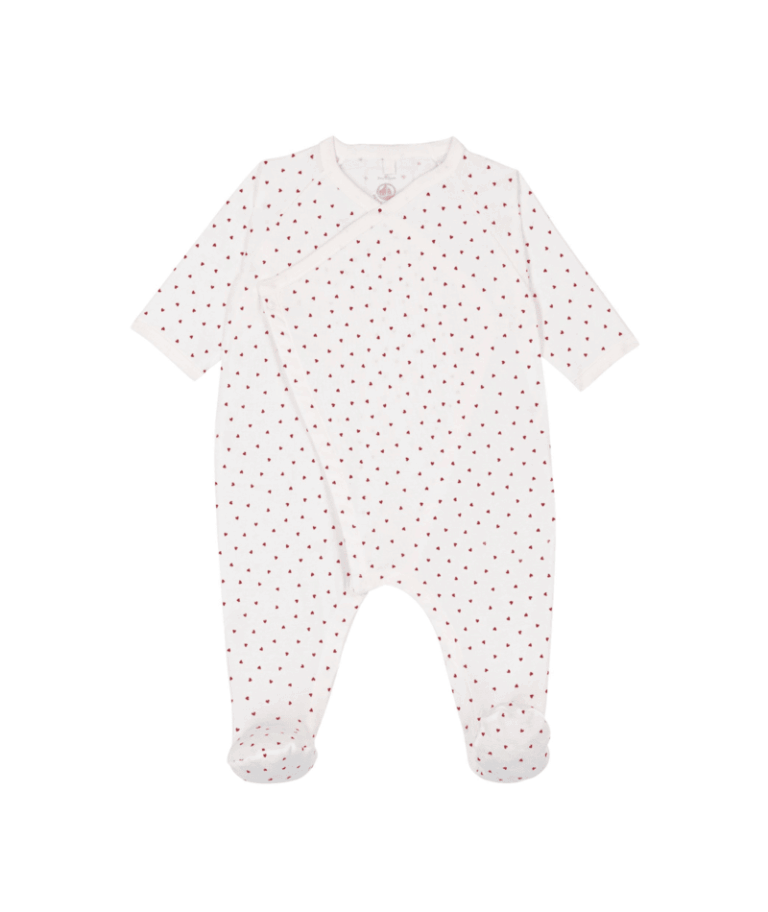 Katoenen Babypyjama - Hartjesprint rood - Petit Bateau