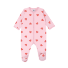 Katoenen Babypyjama - Hartjesprint roze - Petit Bateau
