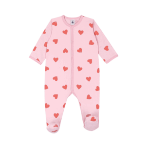 Katoenen Babypyjama - Hartjesprint roze - Petit Bateau