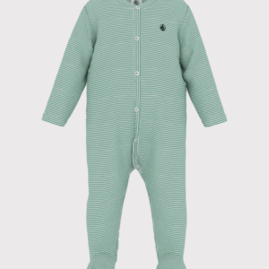 Katoenen Babypyjama Met Streepjes - Groen - Petit Bateau