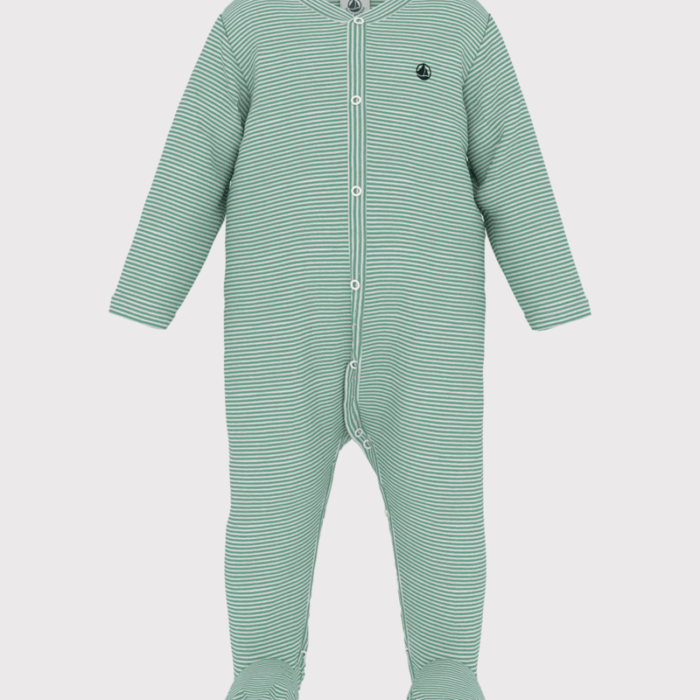 Katoenen Babypyjama Met Streepjes - Groen - Petit Bateau