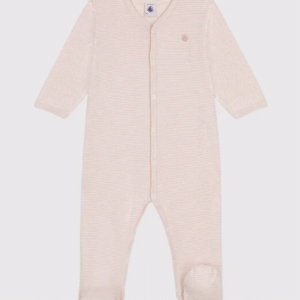 Katoenen Babypyjama Streepjes - Blush - Petit Bateau