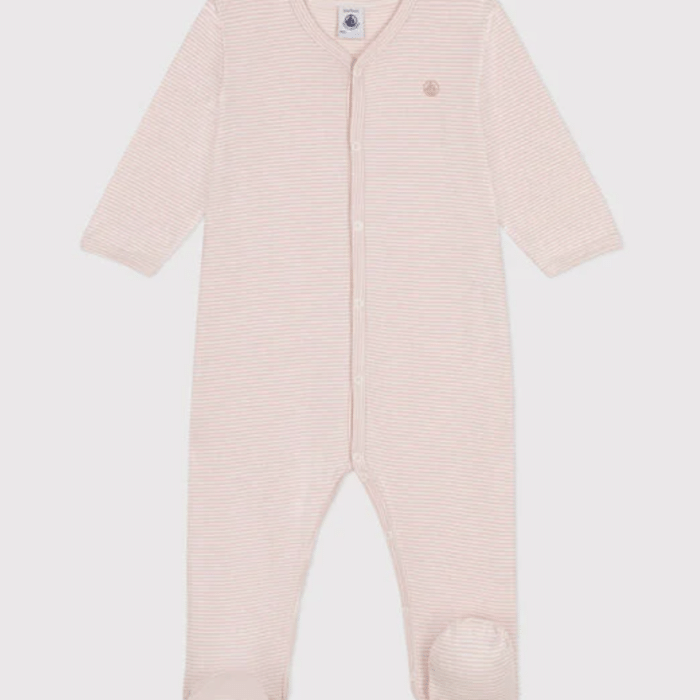 Katoenen Babypyjama Streepjes - Blush - Petit Bateau Katoenen Babypyjama Streepjes - Blush - Petit Bateau