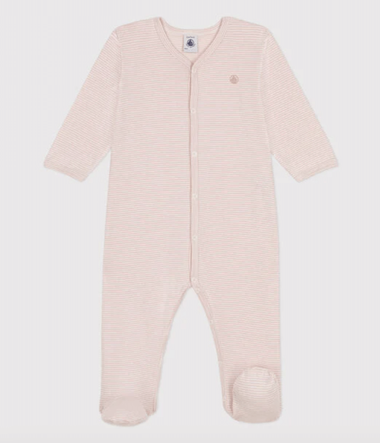 Katoenen Babypyjama Streepjes - Blush - Petit Bateau