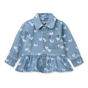 Kenza Printed Denim Overshirt - Sweethearts / light blue denim - Liewood