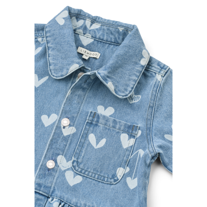 Kenza Printed Denim Overshirt - Sweethearts / light blue denim - Liewood Kenza Printed Denim Overshirt - Sweethearts / light blue denim - Liewood