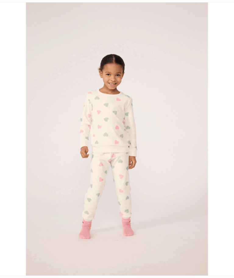 Kinderpyjama Badstof - Gekleurde Hartjes - Petit Bateau