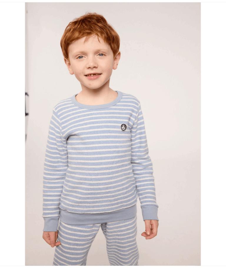 Kinderpyjama Badstof - Soft Blue Stripes - Petit Bateau