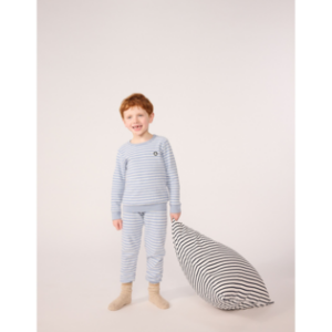 Kinderpyjama Badstof - Soft Blue Stripes - Petit Bateau Kinderpyjama Badstof - Soft Blue Stripes - Petit Bateau