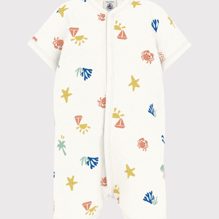 Kort Katoenen Kruippakje - Sea - Petit Bateau Kort Katoenen Kruippakje - Sea - Petit Bateau