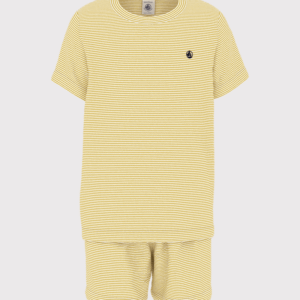 Korte Katoenen Pyjama - Gestreept Geel - Petit Bateau