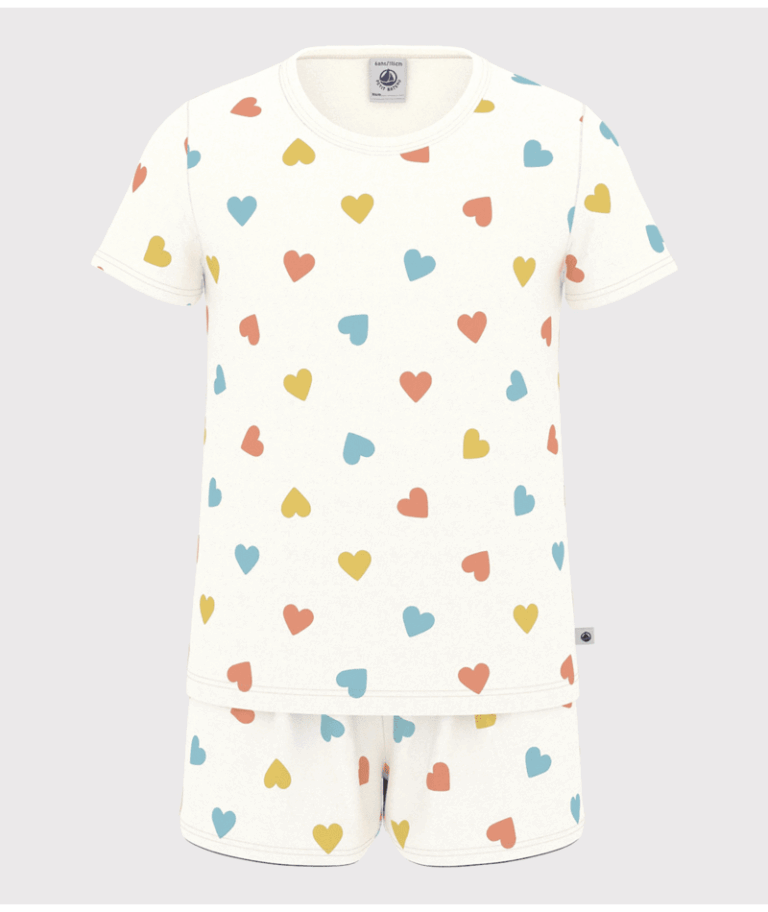 Korte Katoenen Pyjama - Multi Hartjes - Petit Bateau