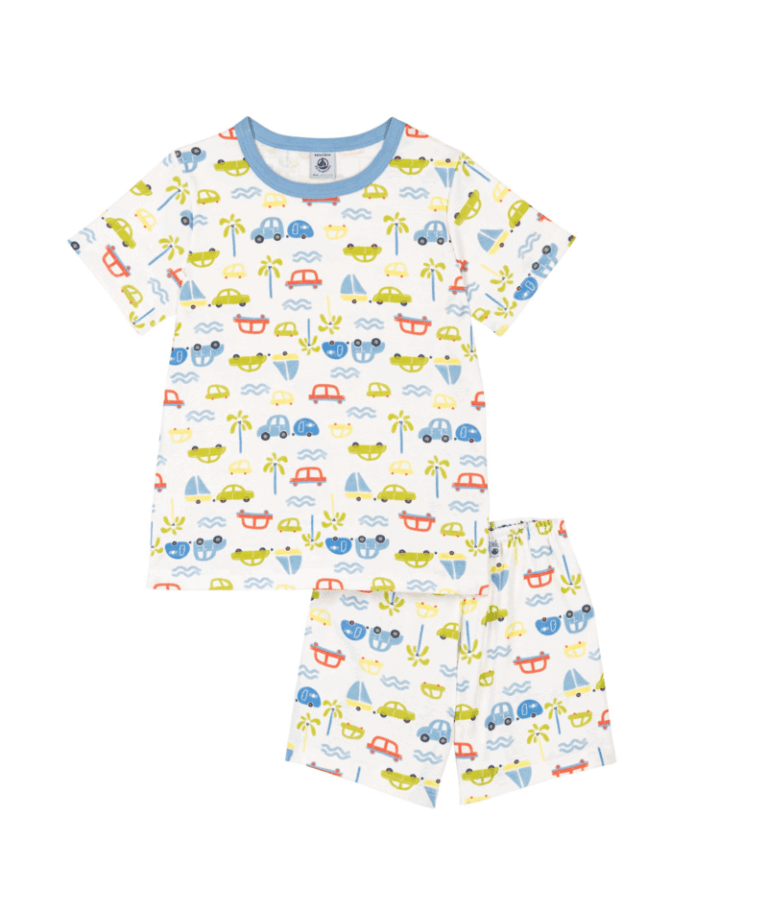 Korte Katoenen Pyjama uit 2 stuks - Autootjesprint - Petit Bateau Korte Katoenen Pyjama uit 2 stuks - Autootjesprint - Petit Bateau