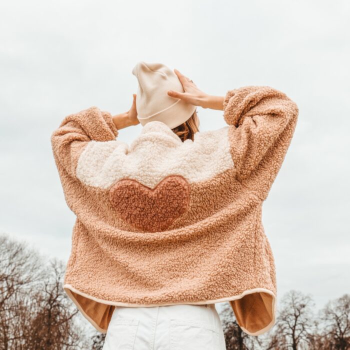 Little Teddy Heart Jacket - Cranberry - Elle & Rapha Little Teddy Heart Jacket - Cranberry - Elle & Rapha