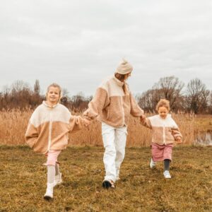 Little Teddy Heart Jacket - Cranberry - Elle & Rapha