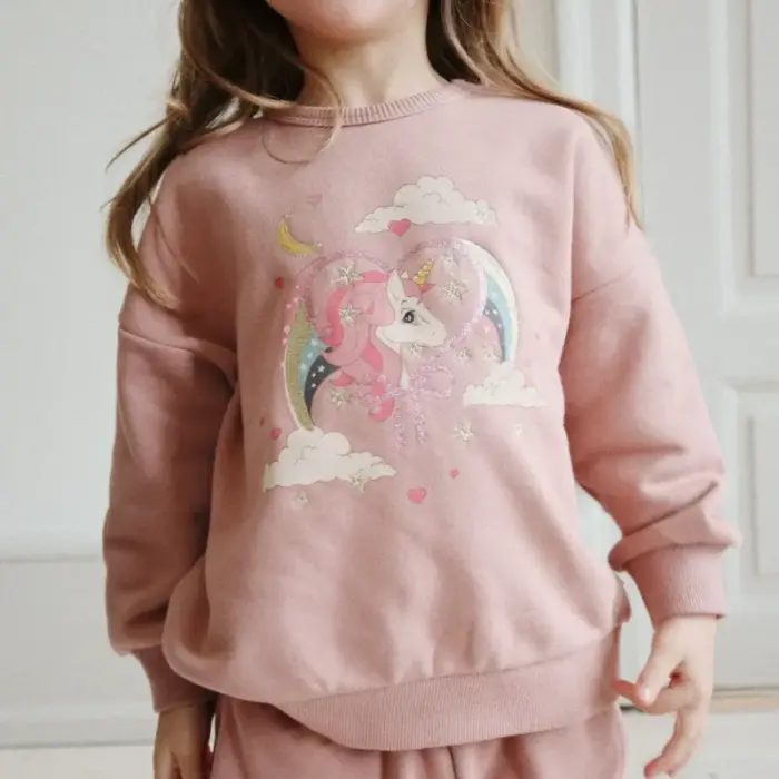 Lou Glitter Sweatshirt - Mahogany Rose - Konges Slojd