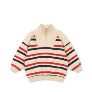 Lou Half Zip Sweat - Tangerine Stripe - Konges Slojd