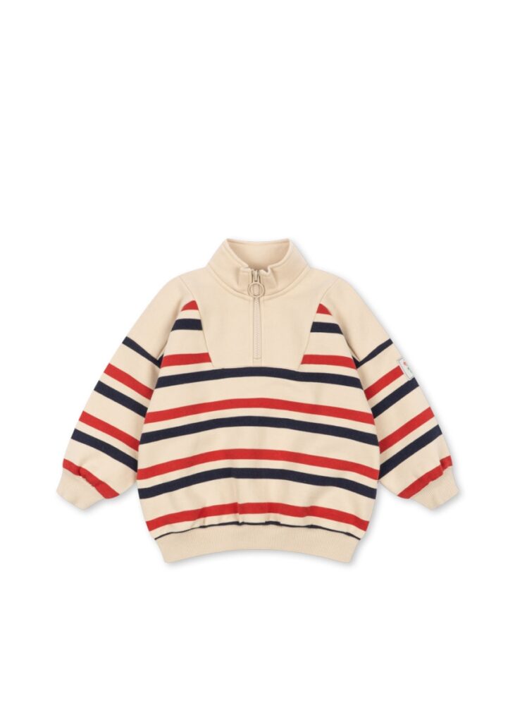 Lou Half Zip Sweat - Tangerine Stripe - Konges Slojd