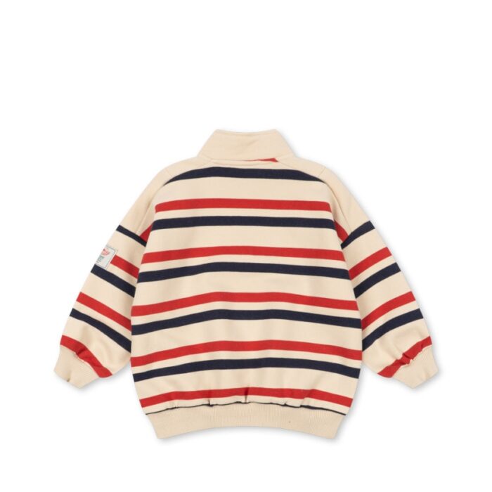 Lou Half Zip Sweat - Tangerine Stripe - Konges Slojd Lou Half Zip Sweat - Tangerine Stripe - Konges Slojd