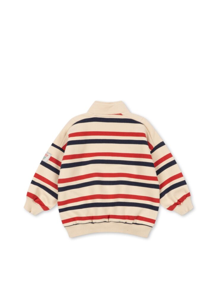 Lou Half Zip Sweat - Tangerine Stripe - Konges Slojd Lou Half Zip Sweat - Tangerine Stripe - Konges Slojd