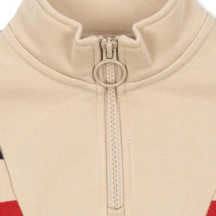 Lou Half Zip Sweat - Tangerine Stripe - Konges Slojd Lou Half Zip Sweat - Tangerine Stripe - Konges Slojd