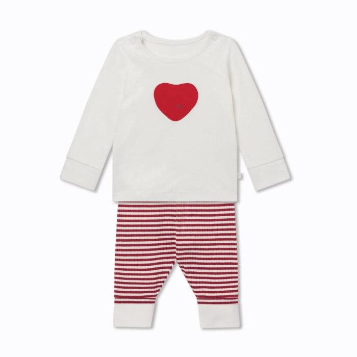 Love Heart & Stripe Pyjamas - Mori Love Heart & Stripe Pyjamas - Mori