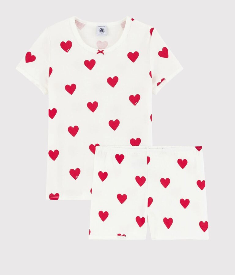 Meisjespyjama Kort - Hartjes - Petit Bateau