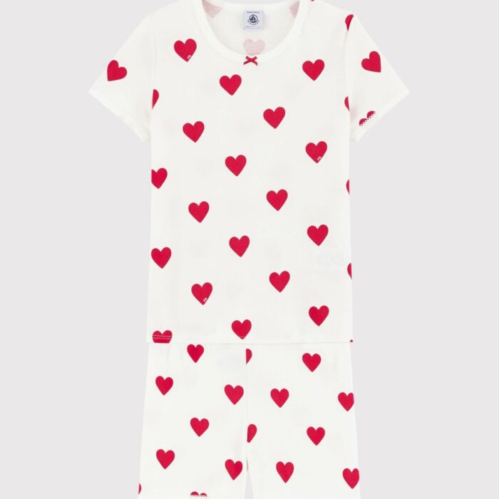 Meisjespyjama Kort - Hartjes - Petit Bateau