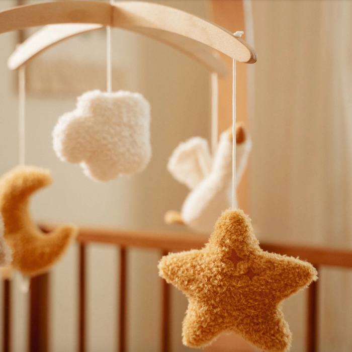 Mobieltje & mobieltjeshouder - Beige Newborn Natural - Little Dutch