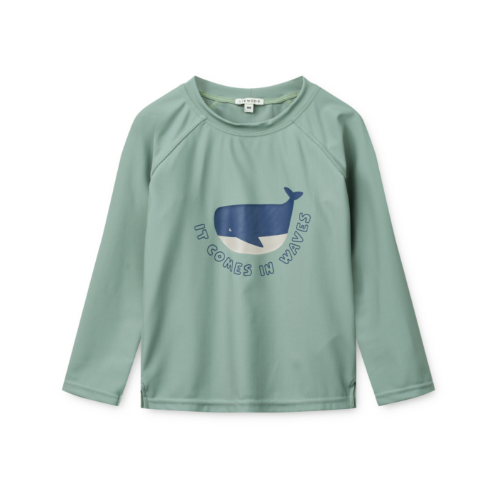 Noah Placement Longsleeve Swim Tee - It comes in waves / Peppermint - Liewood Noah Placement Longsleeve Swim Tee - It comes in waves / Peppermint - Liewood