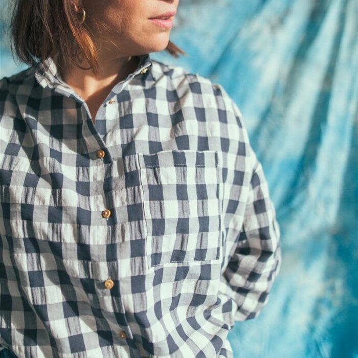 Oversized Blouse Big Vichy Antraciet ADULT - Mundo Melocoton