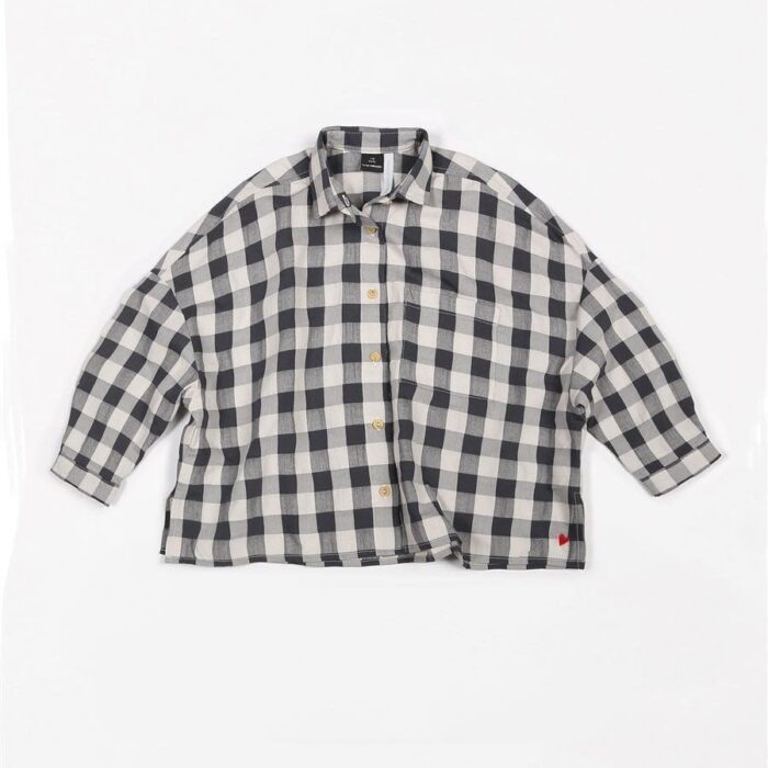 Oversized Blouse Big Vichy Antraciet ADULT - Mundo Melocoton