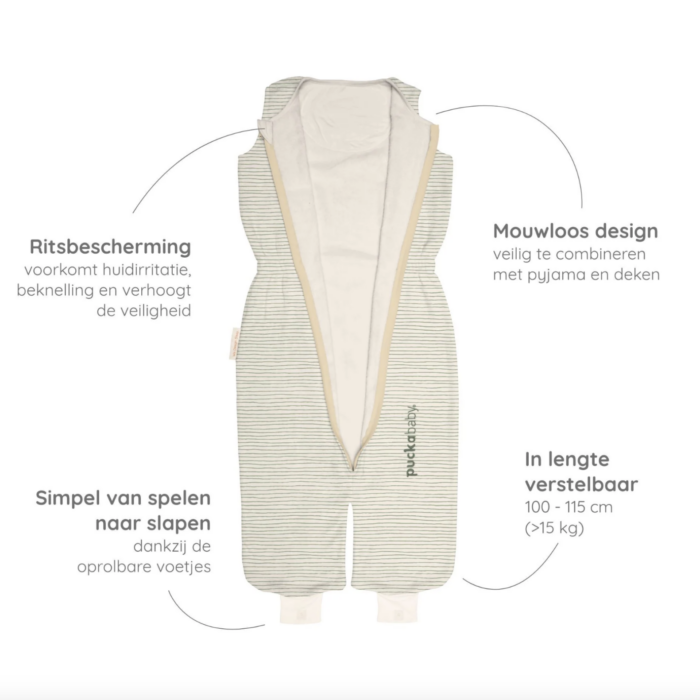 Peuterslaapzak >2,5J - Cotton Green Stripes - Puckababy