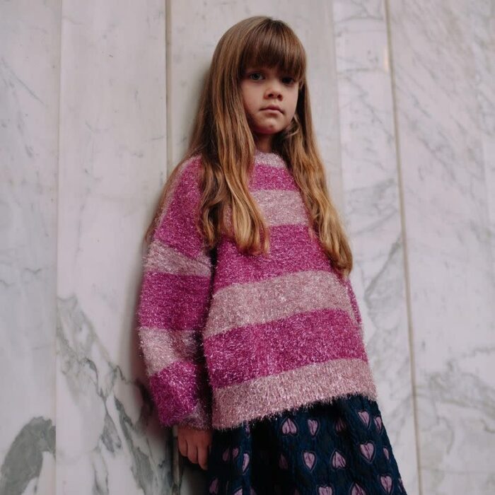 Pink Glitter Stripe Sweater - Daily Brat Pink Glitter Stripe Sweater - Daily Brat