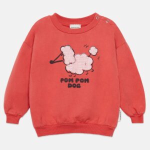 Pom pom dog baby sweatshirt - Red - Weekend House Kids