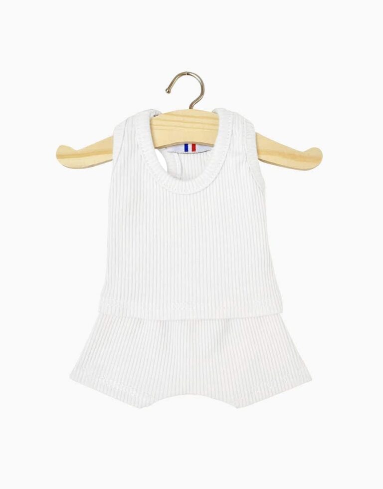 Poppenkleertjes - Geribbeld set met boxershort - Blanc - Minikane