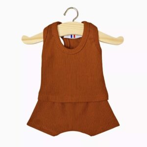 Poppenkleertjes - Geribbelde set met boxershort - Cognac - Minikane