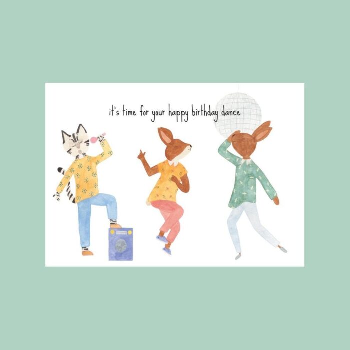 Postkaart - Happy birthday dance - Studio Bertha