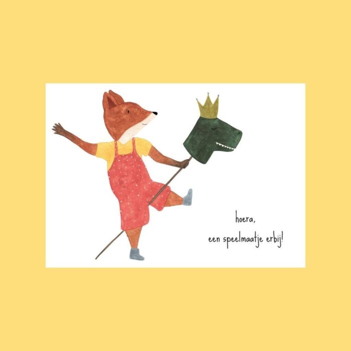 Postkaart - Hoera een speelmaatje erbij - Studio Bertha