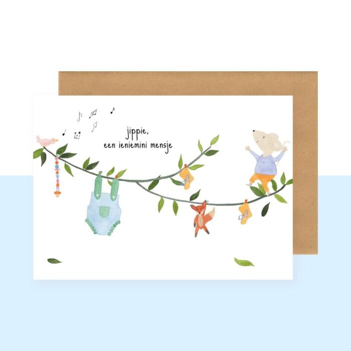 Postkaart - Jippie, een ieniemini mensje - Studio Bertha
