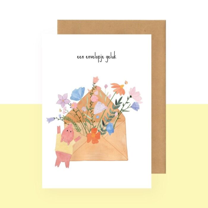 Postkaart - Een Envelopje Geluk - Studio Bertha
