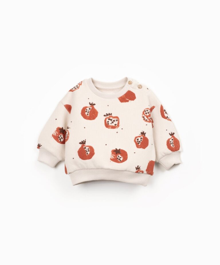 Printed Fleece Sweater - Pomegranate - Play Up