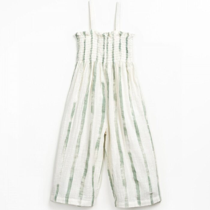 Printed Woven Jumpsuit - Green Stripes - Play Up Printed Woven Jumpsuit - Green Stripes - Play Up