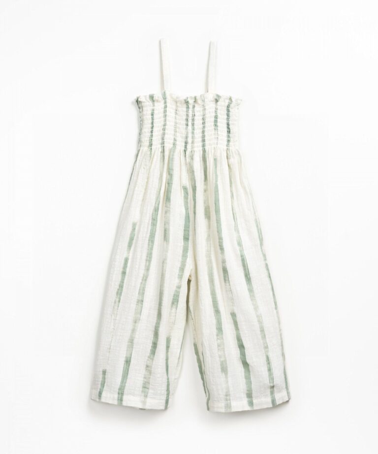 Printed Woven Jumpsuit - Green Stripes - Play Up