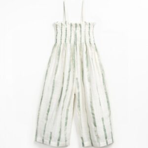 Printed Woven Jumpsuit - Green Stripes - Play Up Printed Woven Jumpsuit - Green Stripes - Play Up
