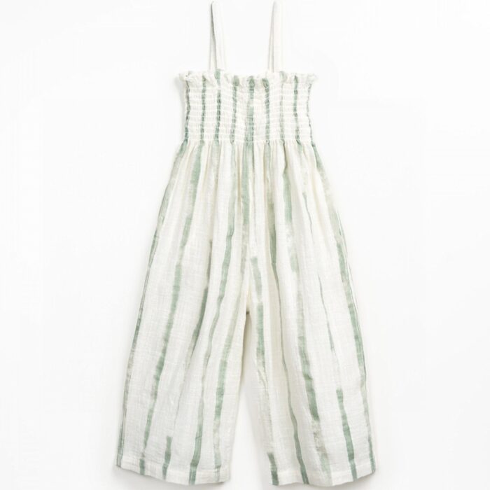 Printed Woven Jumpsuit - Green Stripes - Play Up Printed Woven Jumpsuit - Green Stripes - Play Up