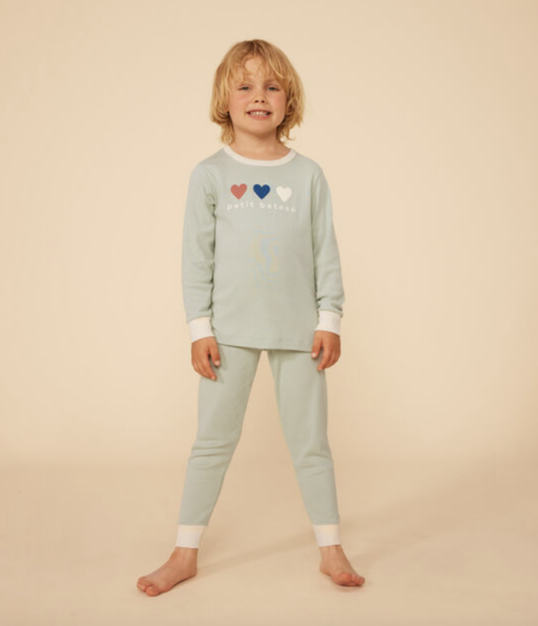 Pyjama uit 2 stuks - Hartjes Groen - Petit Bateau