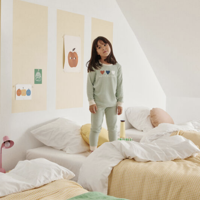 Pyjama uit 2 stuks - Hartjes Groen - Petit Bateau
