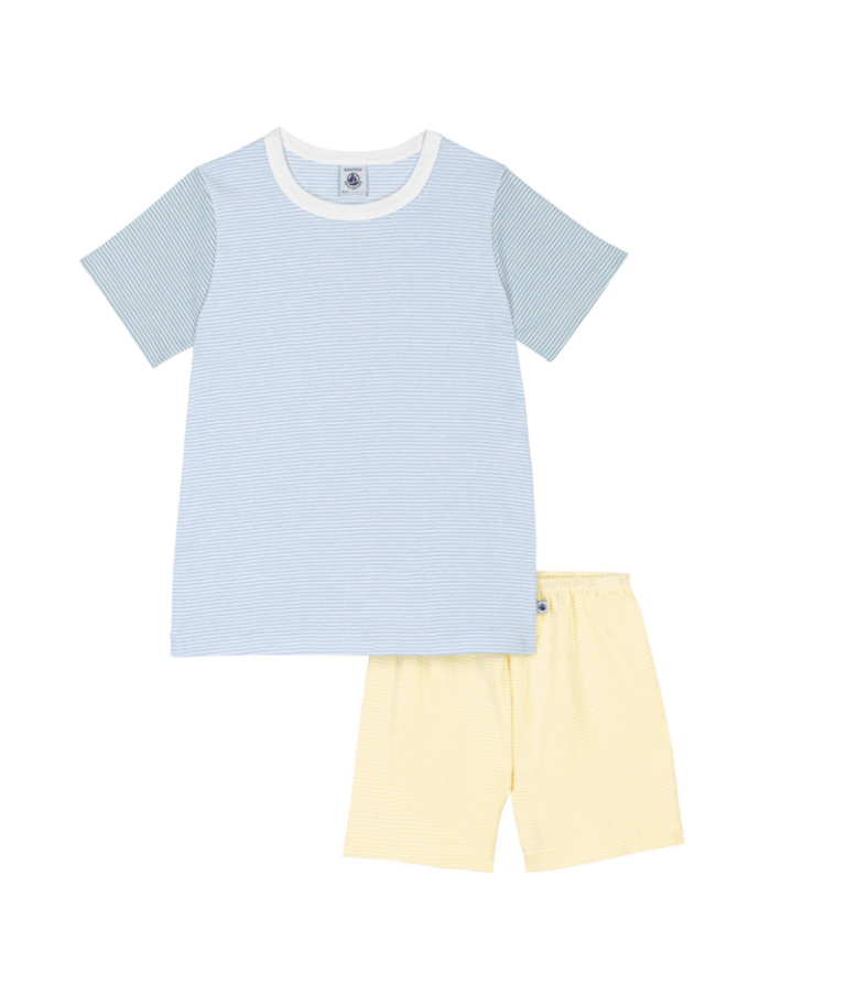 Pyjama uit 2 stuks Korte Mouwen - Streepjes Blauw/Multicouleur - Petit Bateau